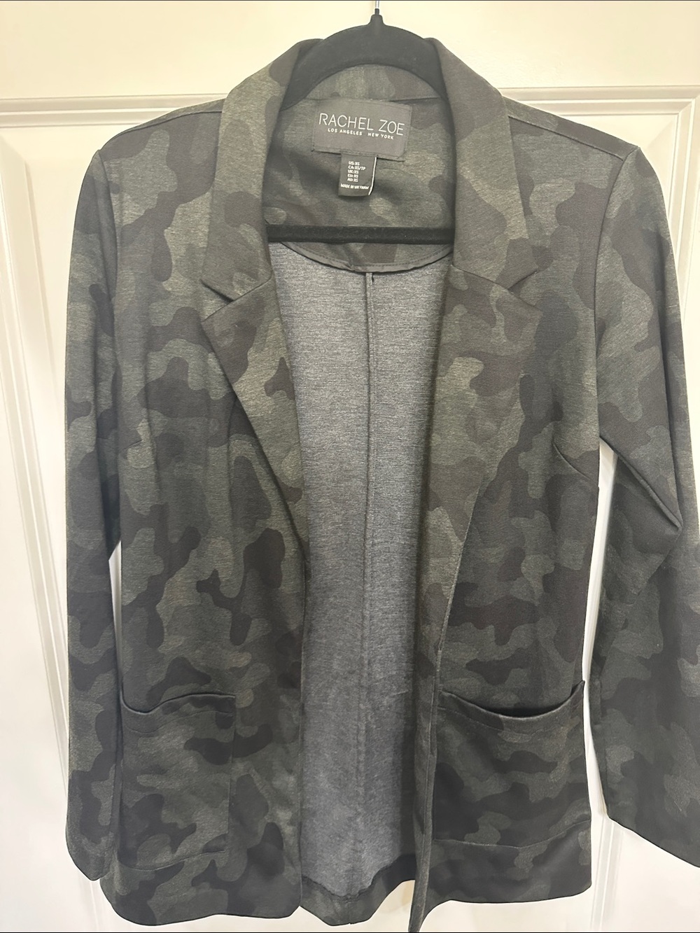 Rachel Zoe Olive & Gray Camouflage Open Blazer size XS